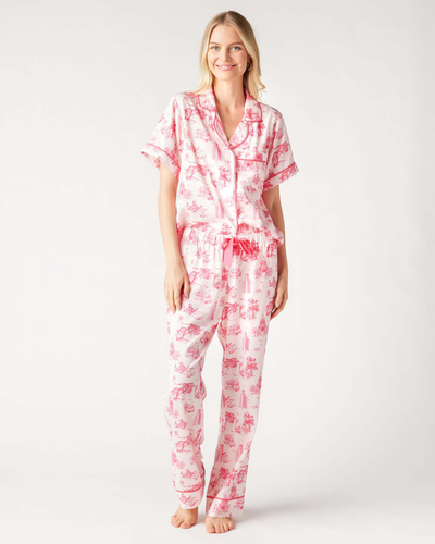 Austin Toile Pajama Pants Set Pajama Set Light Pink / XXS Katie Kime