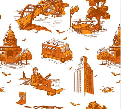 Austin Toile Peel & Stick Wallpaper Peel & Stick Wallpaper Burnt Orange / 24" x 144" Katie Kime