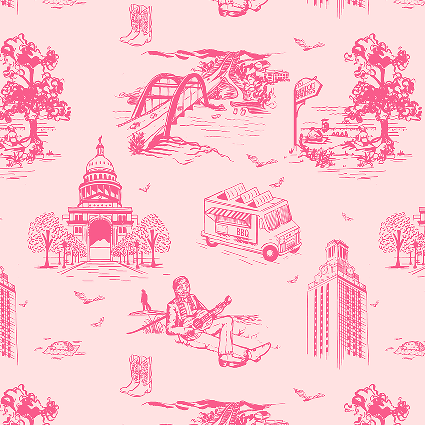 Peel & Stick Wallpaper Light Pink Pink / Sample Austin Toile Peel & Stick Wallpaper Katie Kime