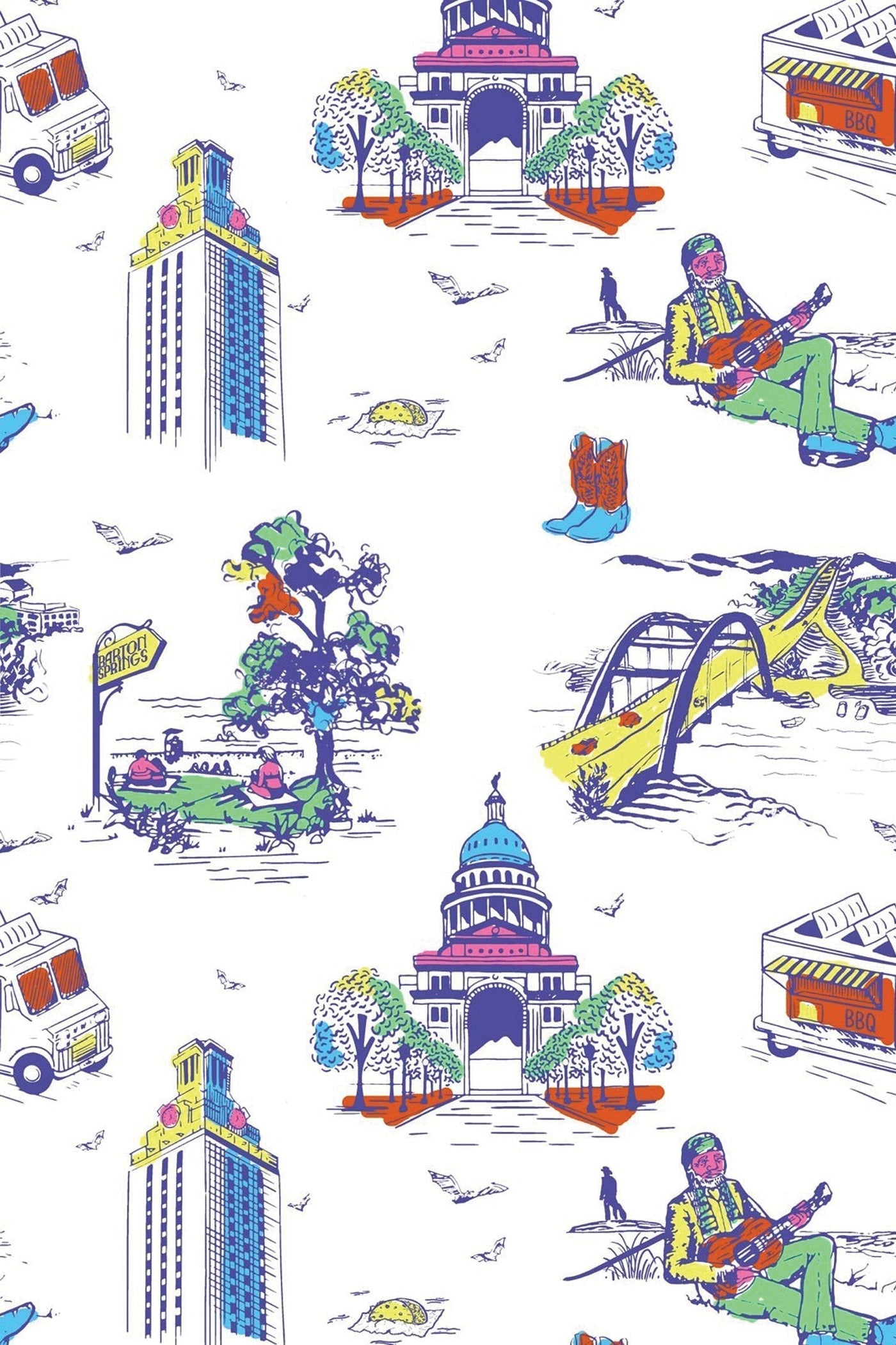 Austin Toile Peel & Stick Wallpaper Peel & Stick Wallpaper Multi / Large Sample Katie Kime