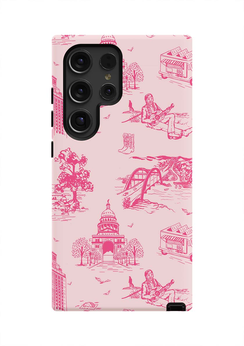 Austin Toile Samsung Phone Case Phone Case Galaxy S24 Ultra / Tough / Light Pink Pink Katie Kime