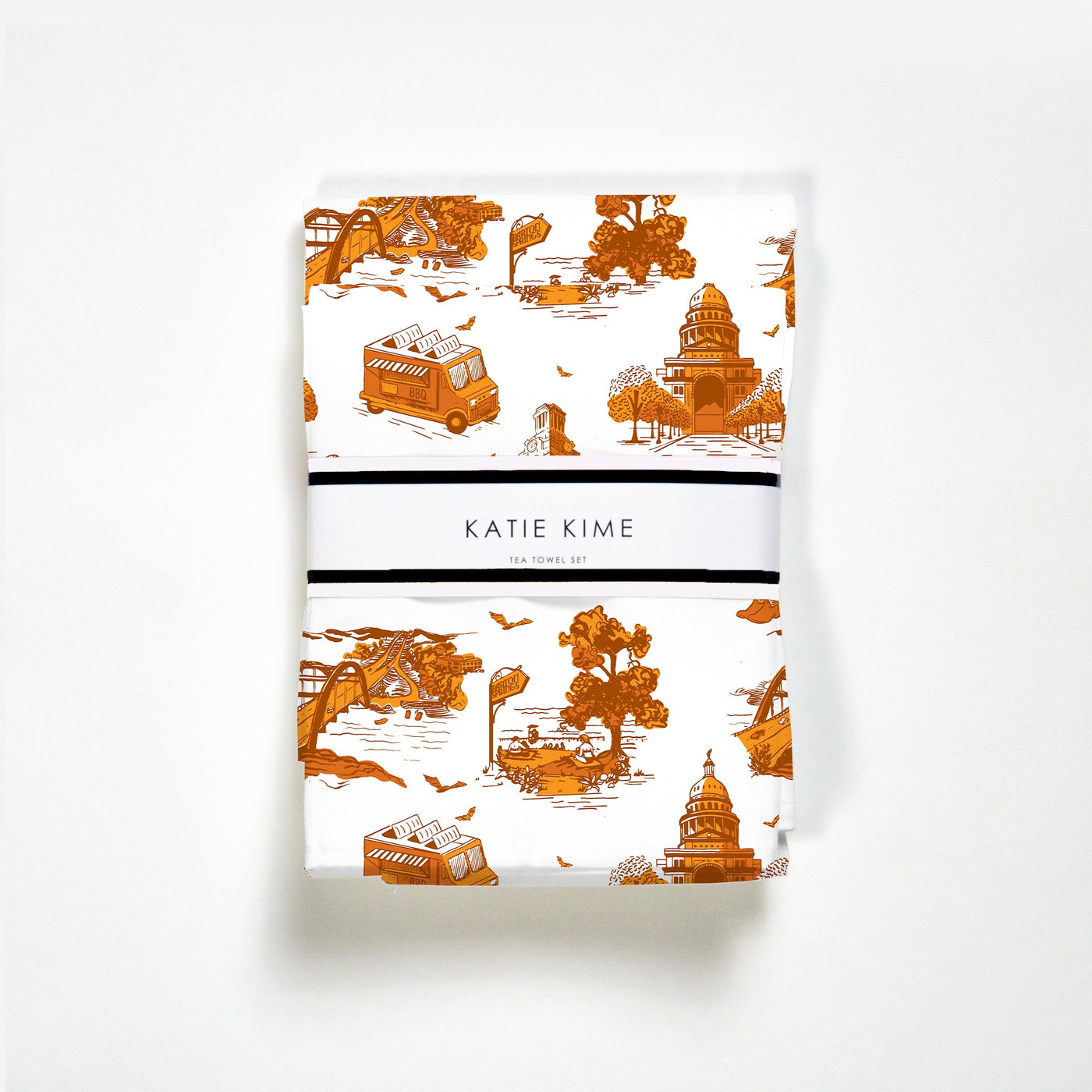 Austin Toile Tea Towel Set Tea Towel Burnt Orange Katie Kime