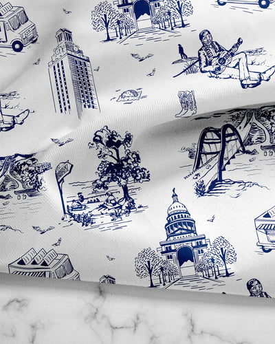 Austin Toile Tea Towel Set Tea Towel Navy Burnt Orange Katie Kime