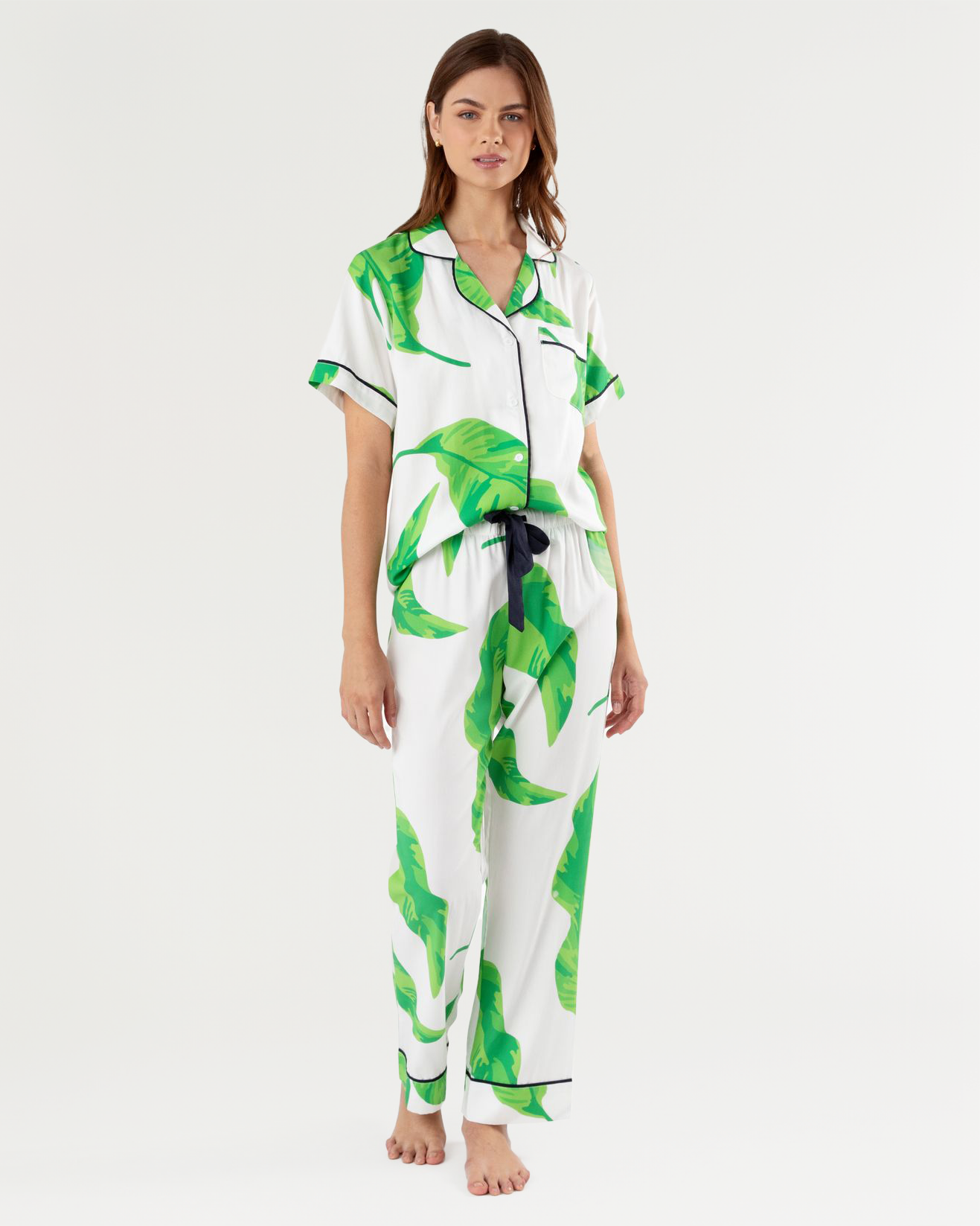 Pajama Set Green / XS Banana Leaves Pajama Pants Set Katie Kime