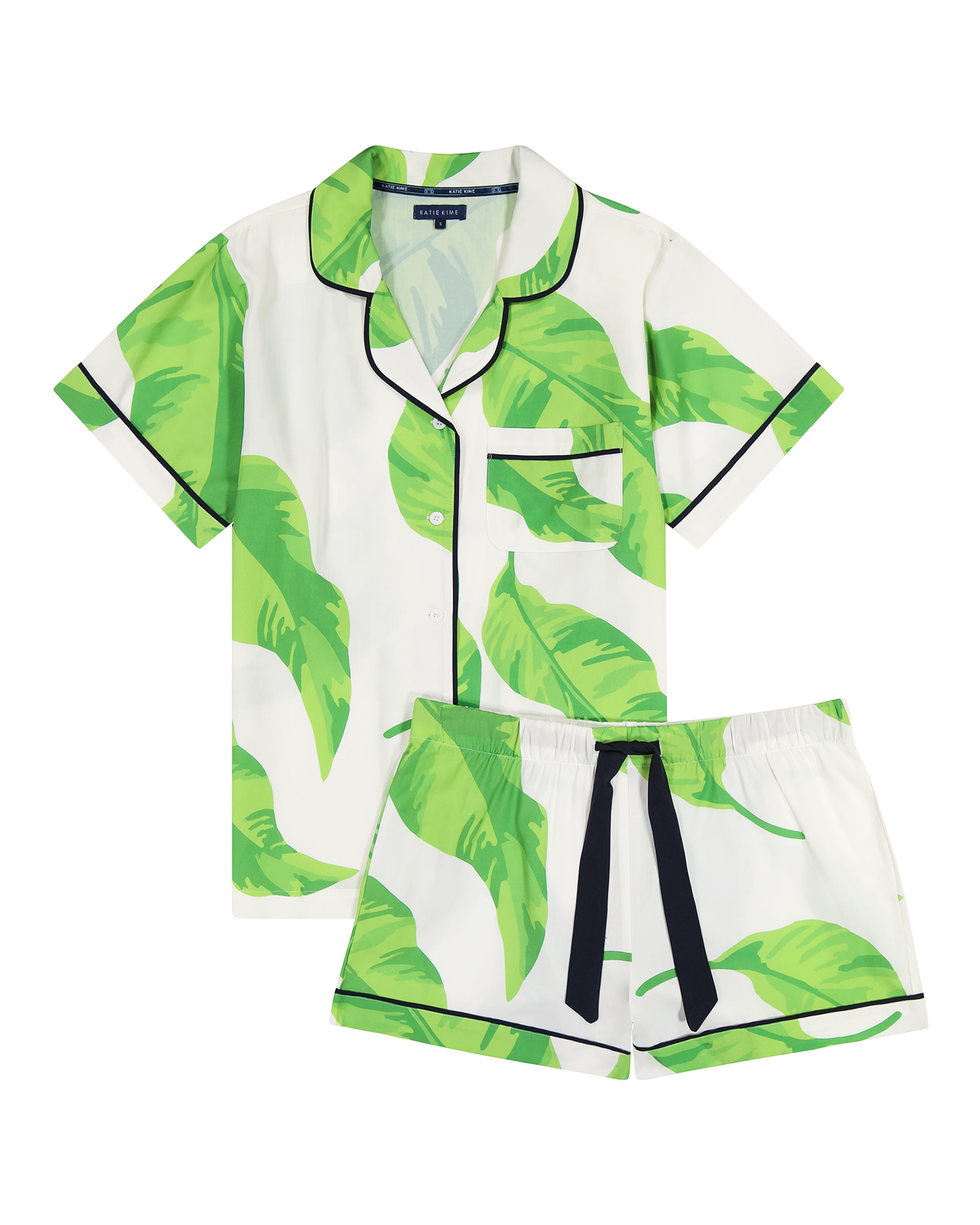 Banana Leaves Pajama Shorts Set Pajama Set Katie Kime