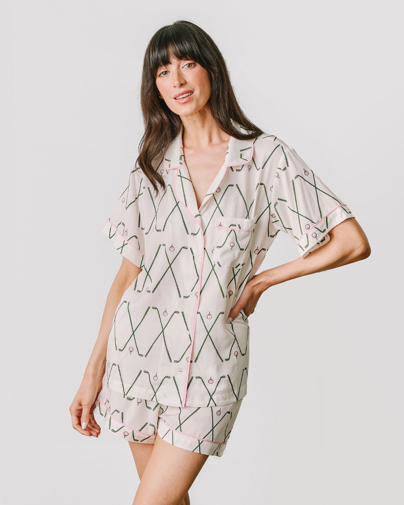 Birdie Pajama Shorts Set Pajama Set Green / XXS Katie Kime