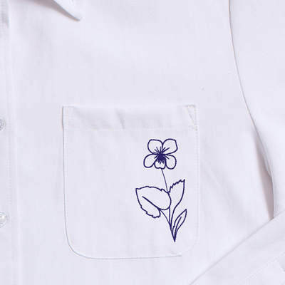 Birth Flower Charlotte Button Down Top February Voilet / XXS Katie Kime