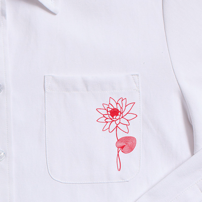 Birth Flower Charlotte Button Down Top July Water Lily / XXS Katie Kime