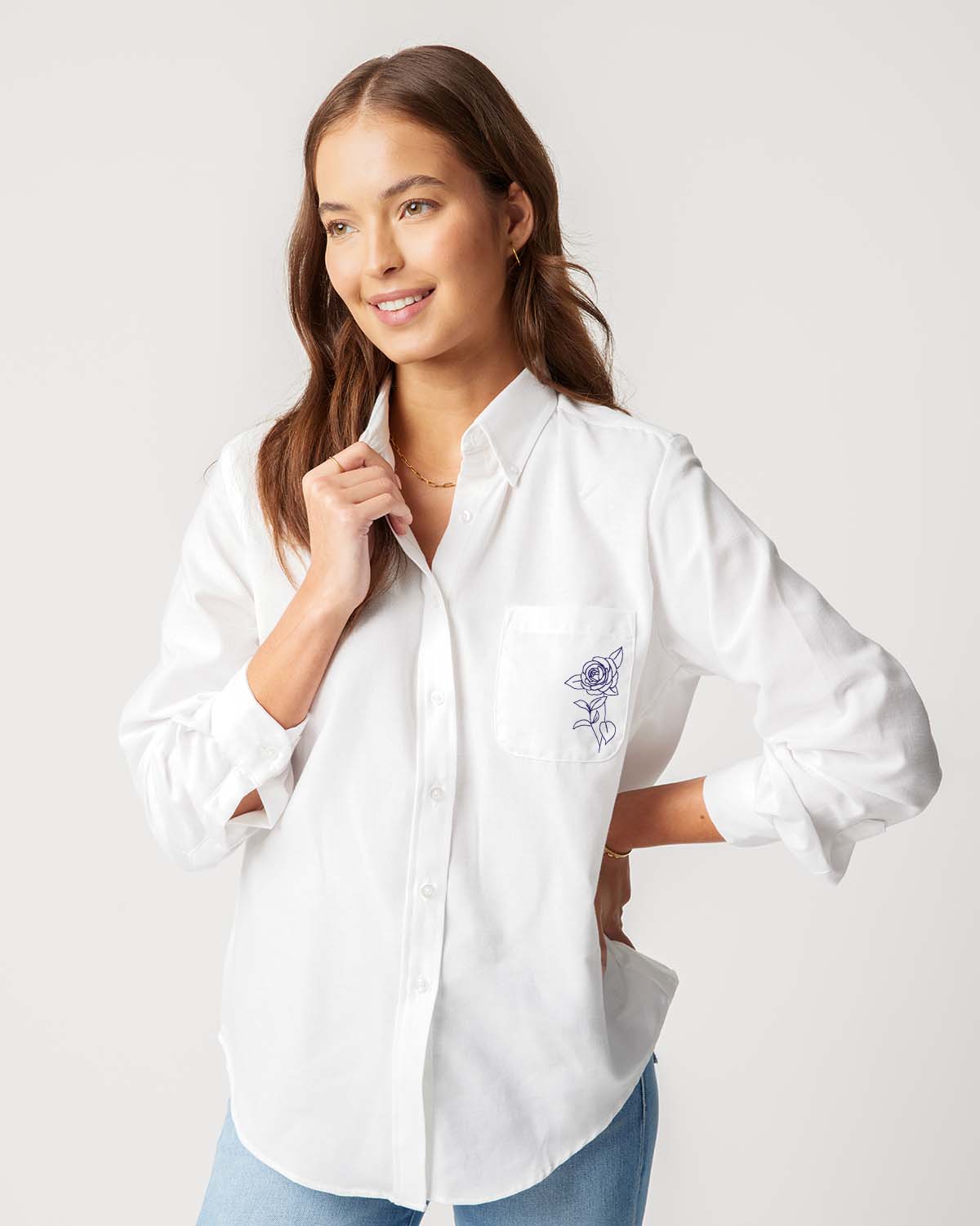 Birth Flower Charlotte Button Down Top Katie Kime