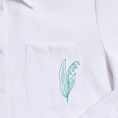 Birth Flower Charlotte Button Down Top May Lily of the Valley / XXS Katie Kime