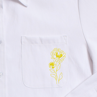 Birth Flower Charlotte Button Down Top November Chrysanthemum / XXS Katie Kime