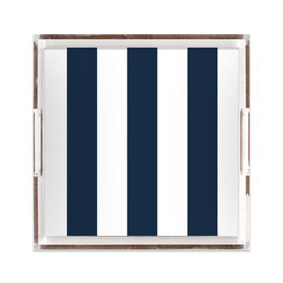 Bold Stripe Lucite Tray Lucite Trays Navy / 12x12 Katie Kime
