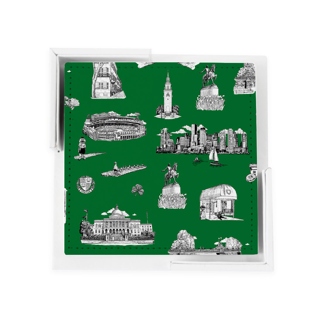 Boston Toile Coaster Set Coaster Set Green Black Katie Kime