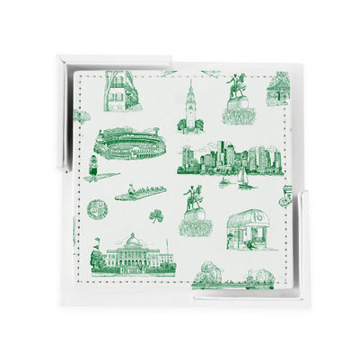 Boston Toile Coaster Set Coaster Set Green Katie Kime