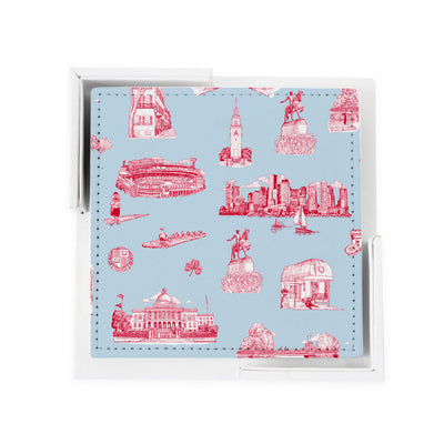 Boston Toile Coaster Set Coaster Set Light Blue Pink Katie Kime