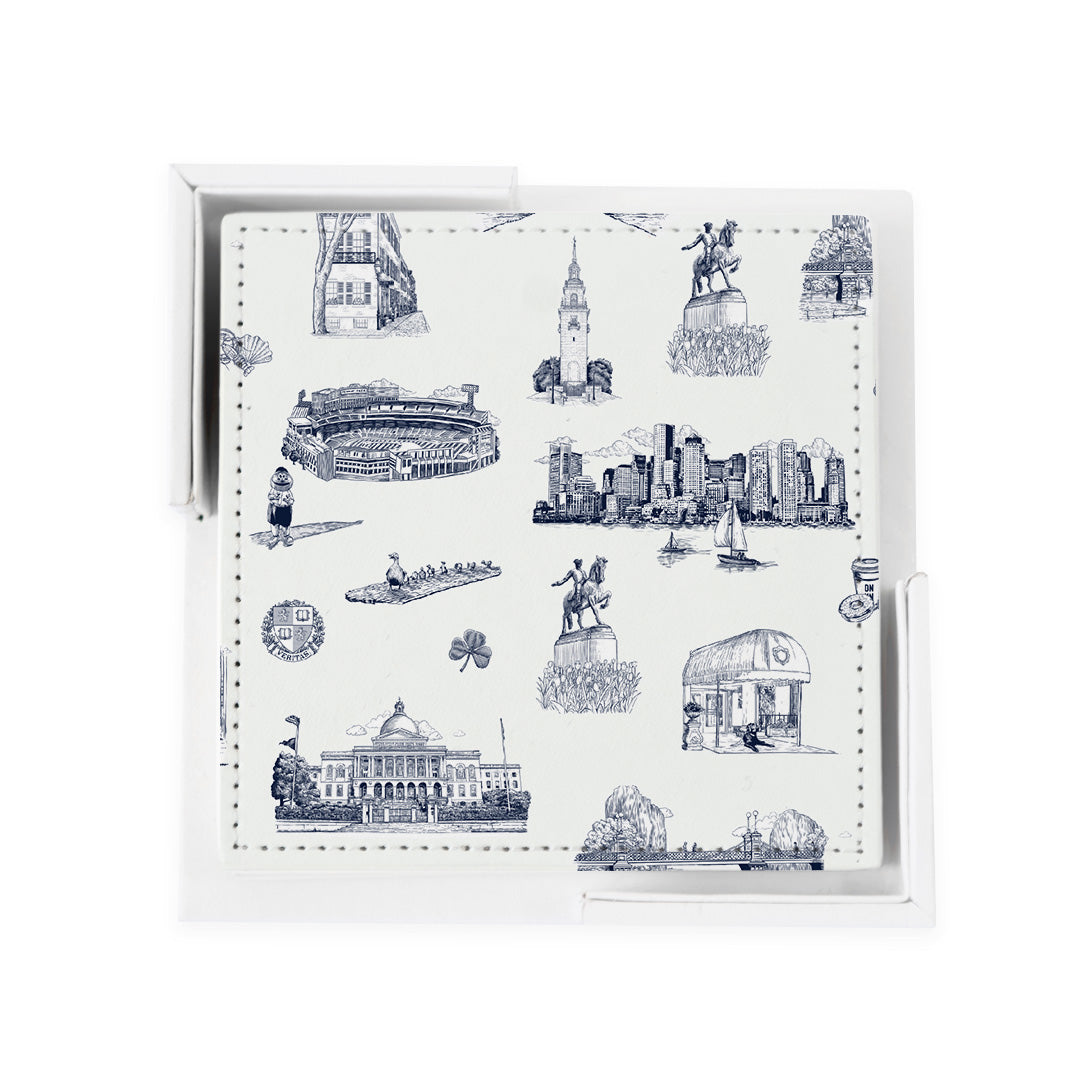 Boston Toile Coaster Set Coaster Set Navy Katie Kime