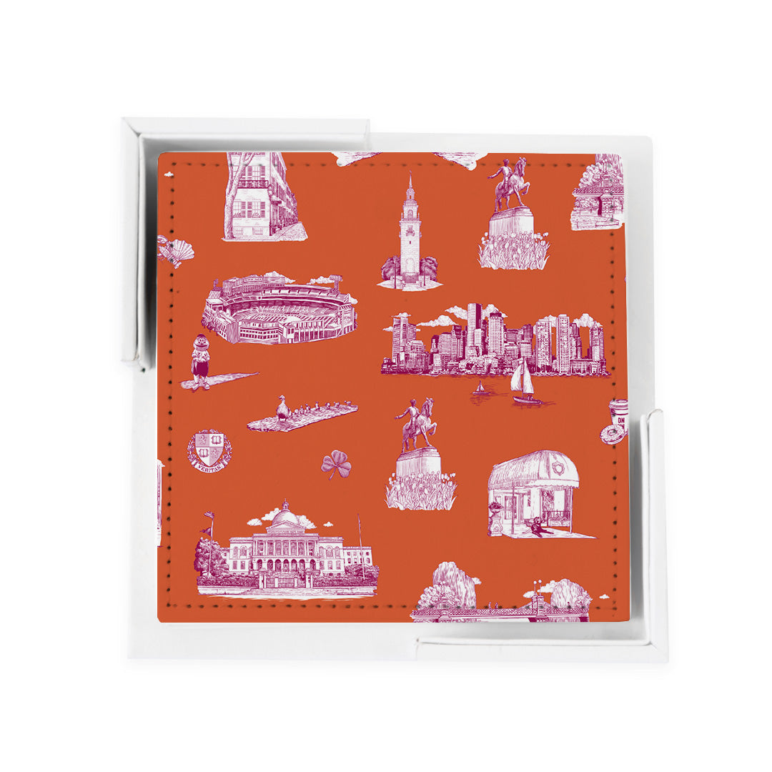 Boston Toile Coaster Set Coaster Set Orange Magenta Katie Kime