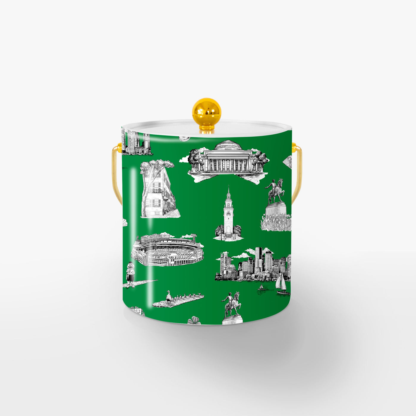 Boston Toile Ice Bucket Ice Bucket Green Black / Gold Katie Kime