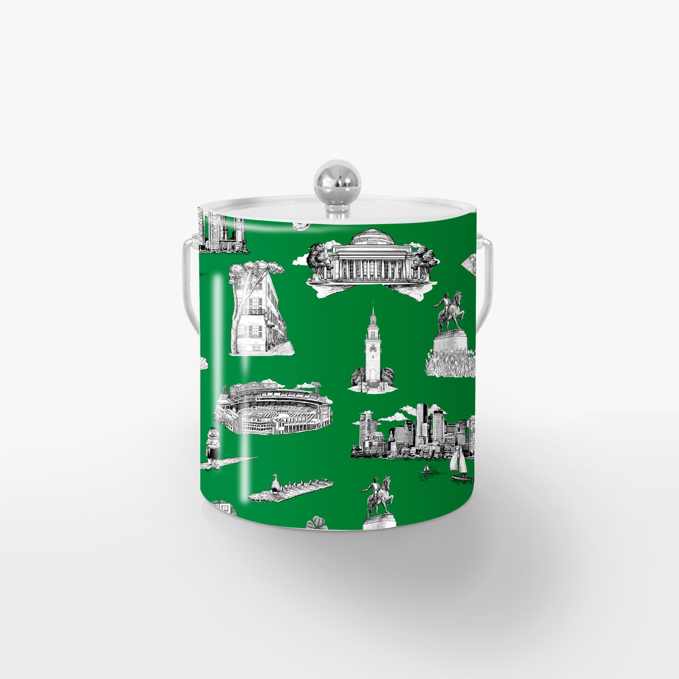 Boston Toile Ice Bucket Ice Bucket Green Black / Silver Katie Kime