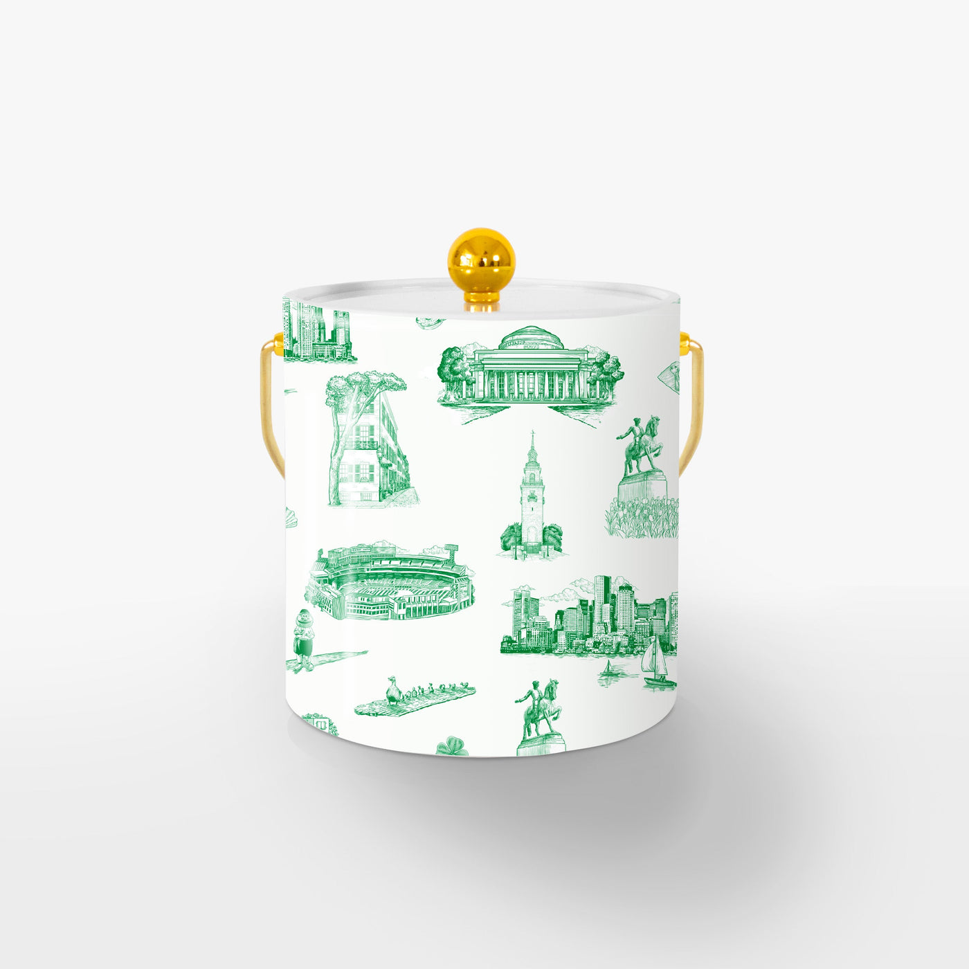 Boston Toile Ice Bucket Ice Bucket Green / Gold Katie Kime