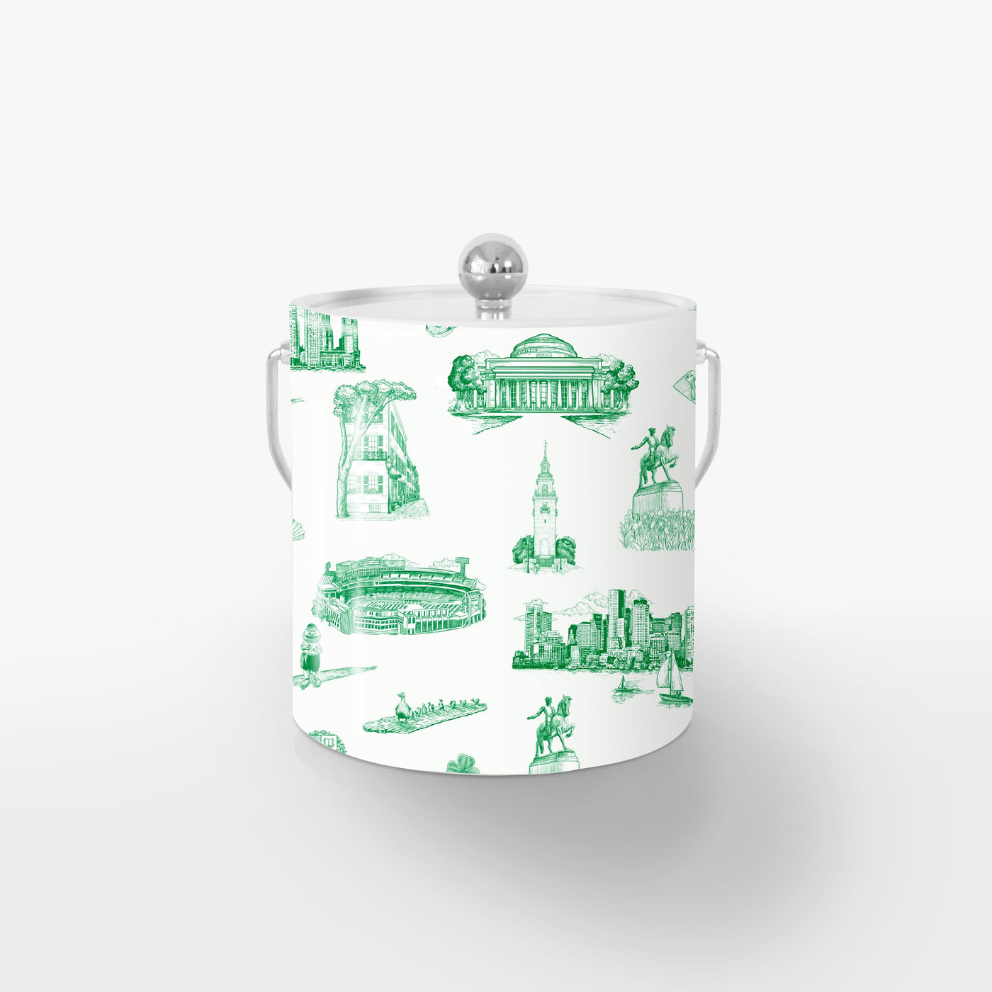 Boston Toile Ice Bucket Ice Bucket Green / Silver Katie Kime