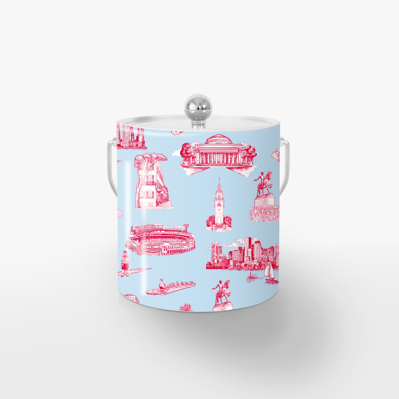 Boston Toile Ice Bucket Ice Bucket Light Blue Pink / Silver Katie Kime