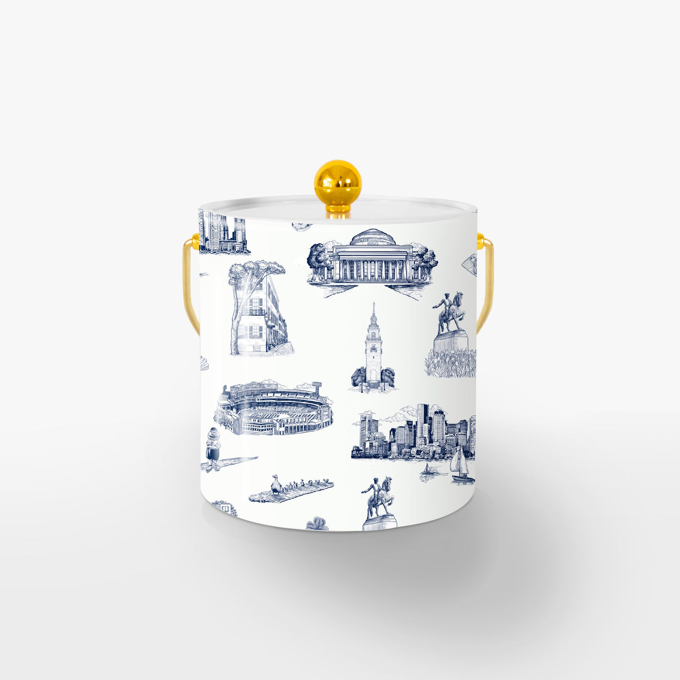 Boston Toile Ice Bucket Ice Bucket Navy / Gold Katie Kime