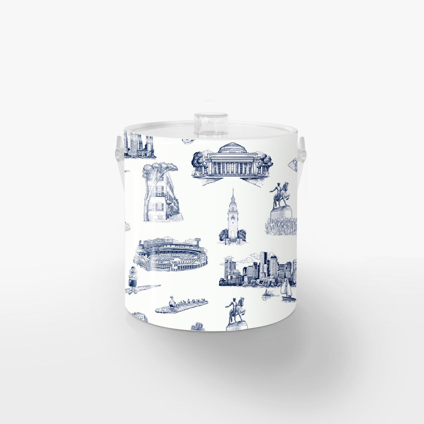 Boston Toile Ice Bucket Ice Bucket Navy / Lucite Katie Kime