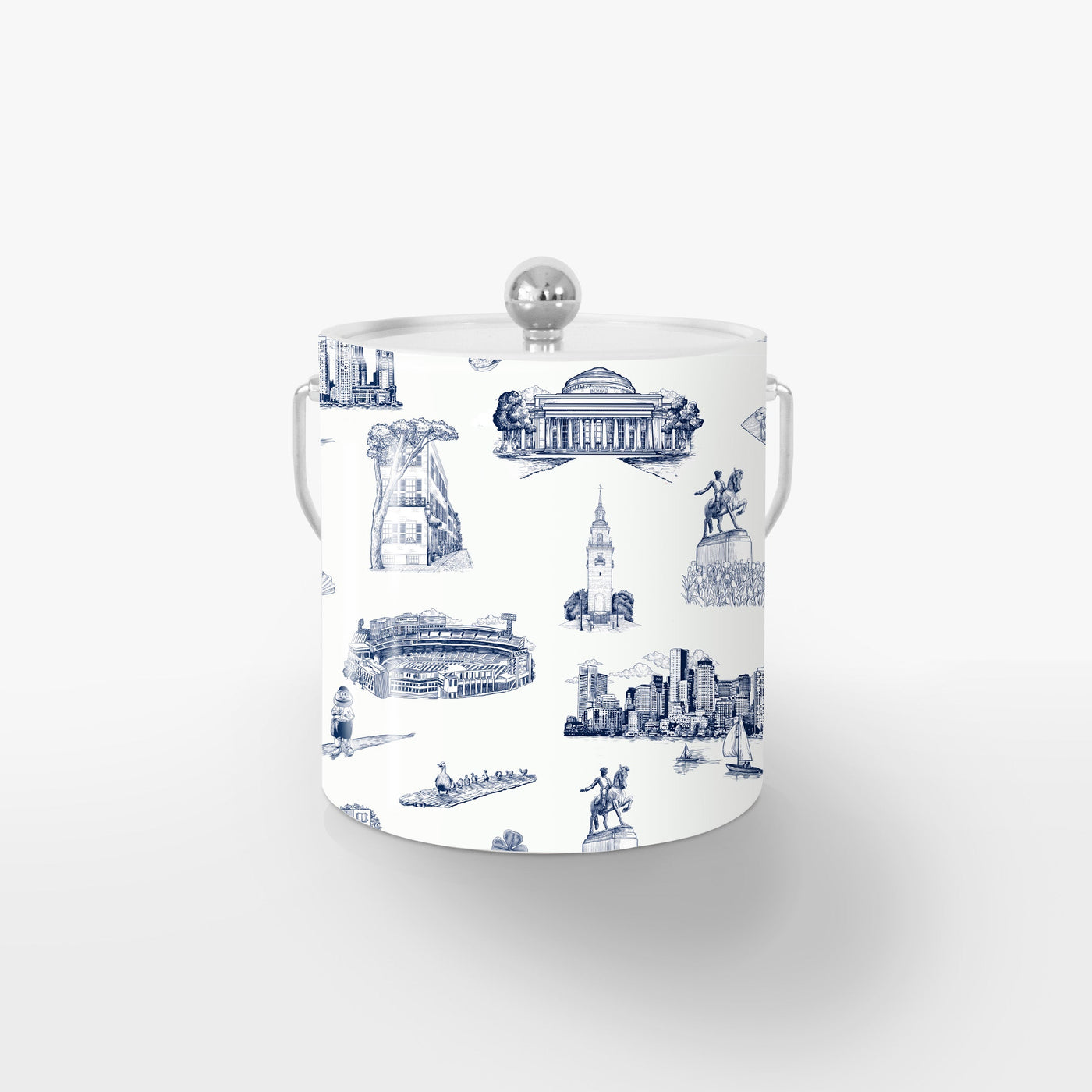 Boston Toile Ice Bucket Ice Bucket Navy / Silver Katie Kime