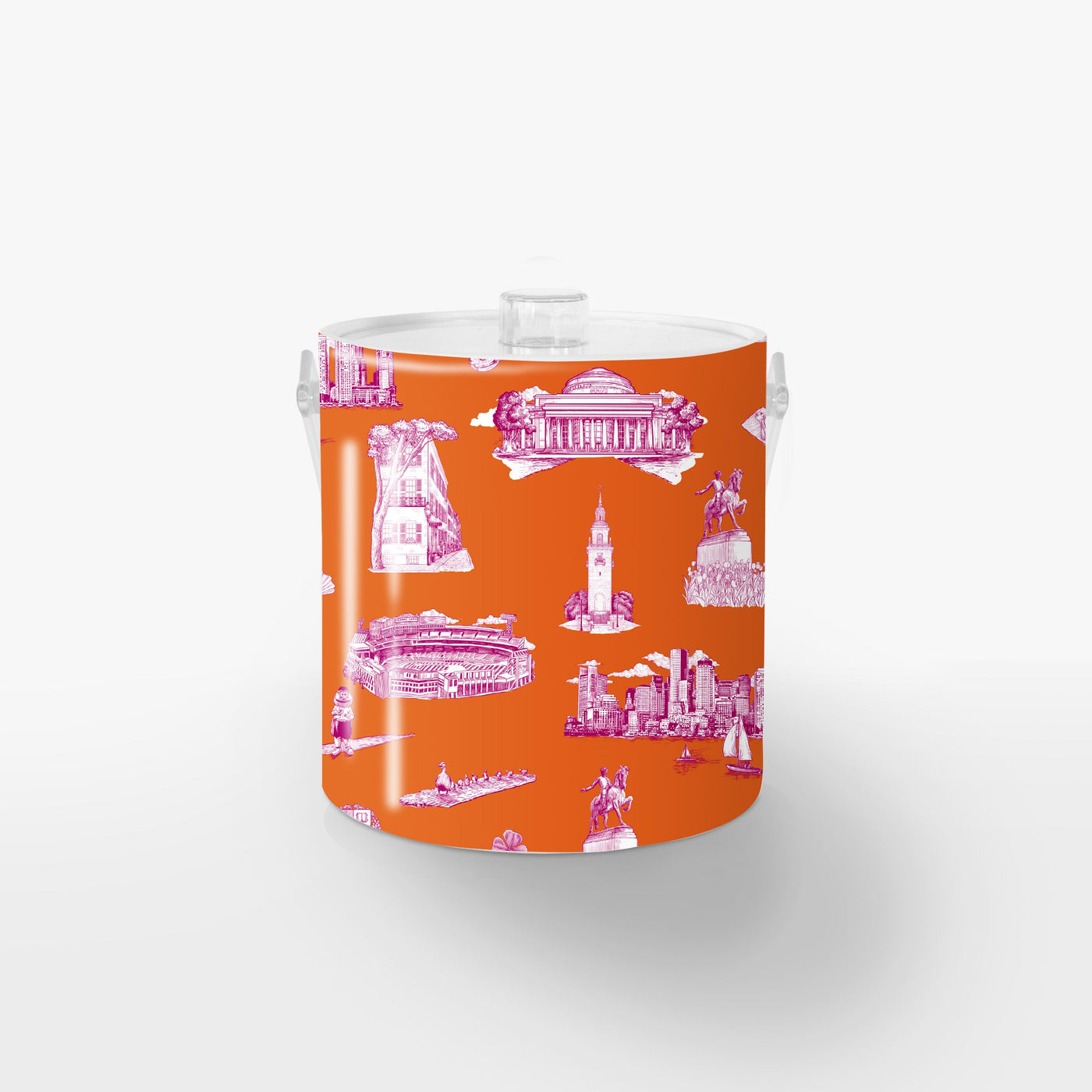 Boston Toile Ice Bucket Ice Bucket Orange Magenta / Lucite Katie Kime