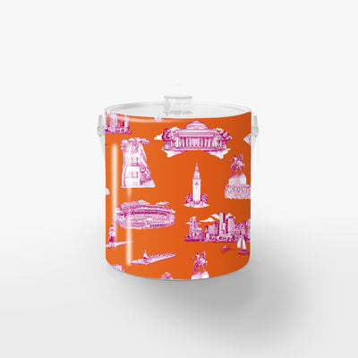 Boston Toile Ice Bucket Ice Bucket Orange Magenta / Lucite Katie Kime