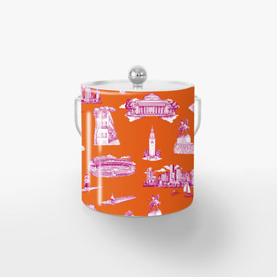 Boston Toile Ice Bucket Ice Bucket Orange Magenta / Silver Katie Kime