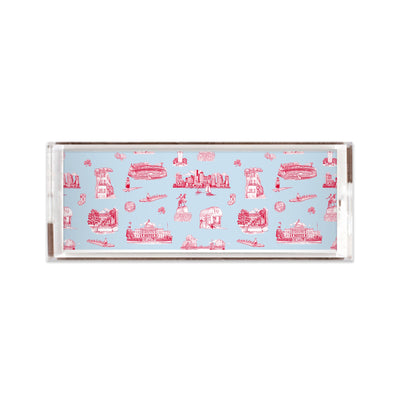 Boston Toile Lucite Tray Lucite Trays Light Blue Pink / 11x4 Katie Kime