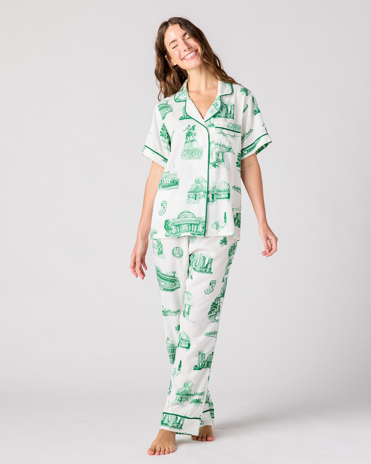 Boston Toile Pajama Pants Set Pajama Set Katie Kime