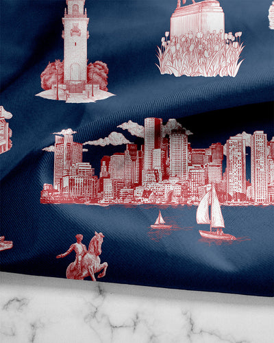 Boston Toile Tea Towel Set Tea Towel Green Navy Katie Kime