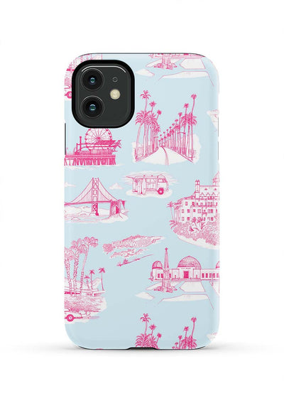 California Toile iPhone Case Phone Case Light Blue Pink / iPhone 11 / Tough Katie Kime