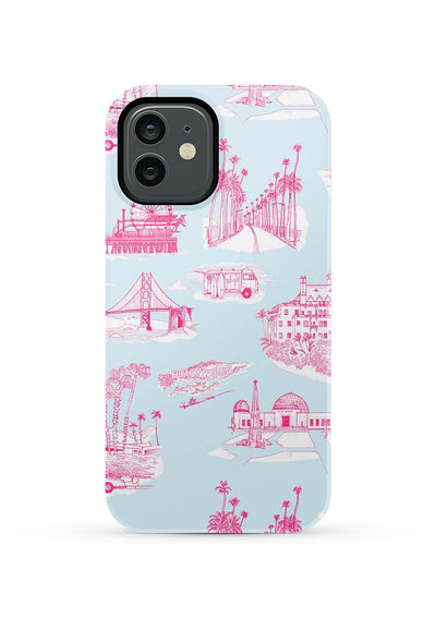 California Toile iPhone Case Phone Case Light Blue Pink / iPhone 12 / Tough Katie Kime