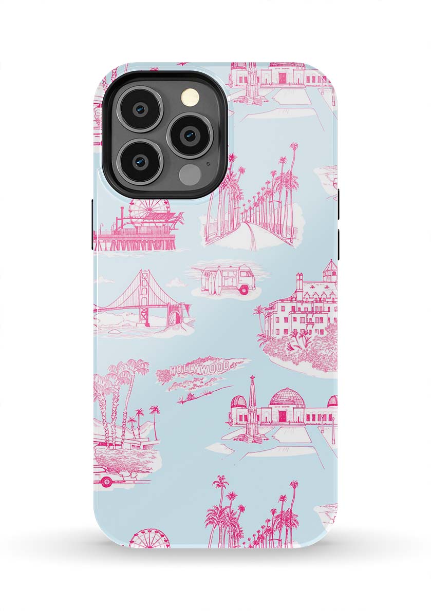 California Toile iPhone Case Phone Case Light Blue Pink / iPhone 13 Pro Max / Tough Katie Kime