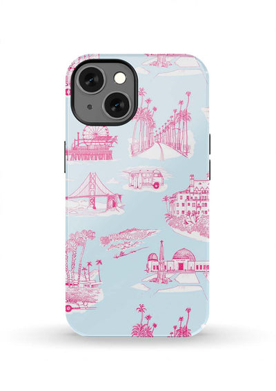 California Toile iPhone Case Phone Case Light Blue Pink / iPhone 13 / Tough Katie Kime