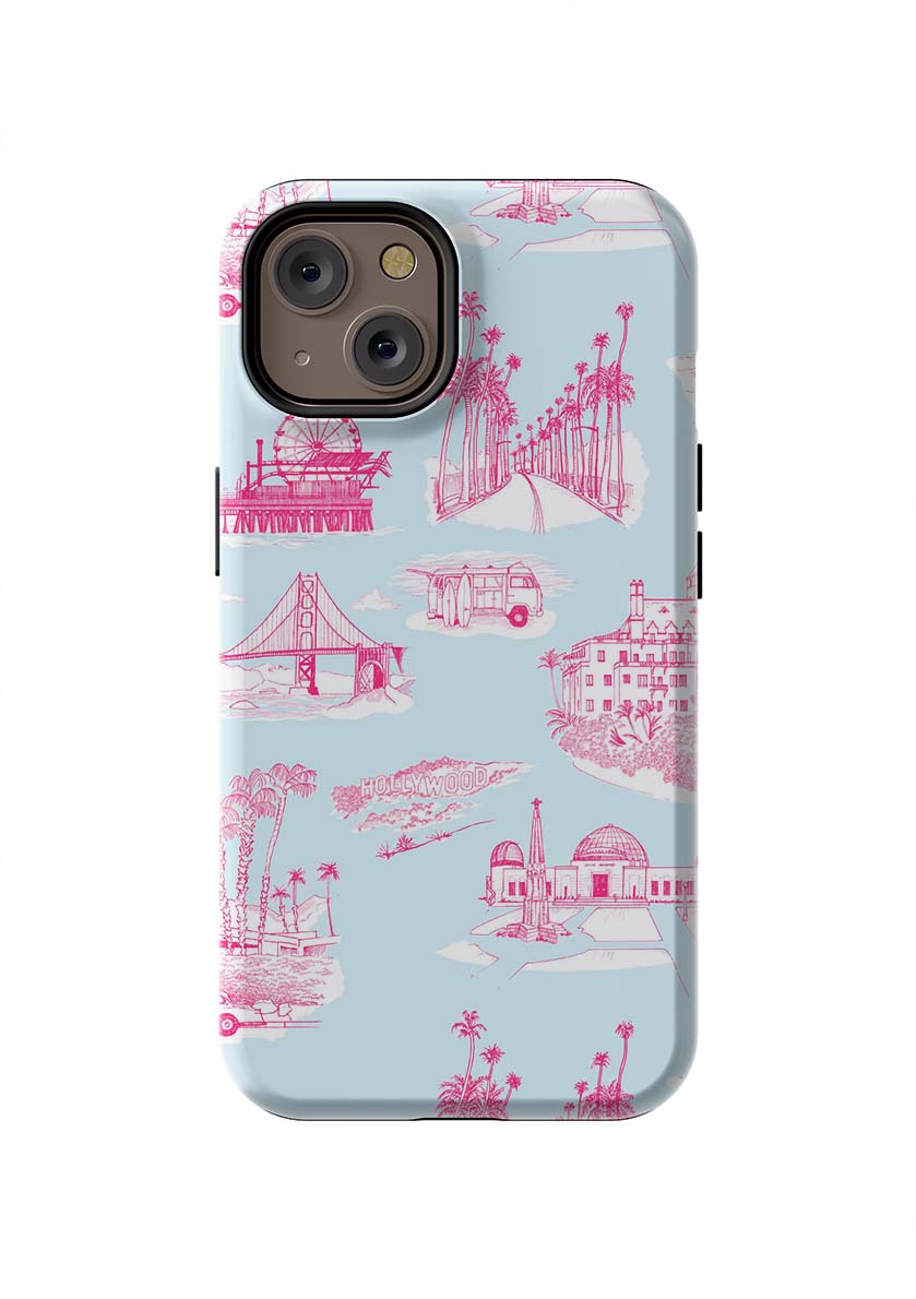 California Toile iPhone Case Phone Case Light Blue Pink / iPhone 14 / Tough Katie Kime