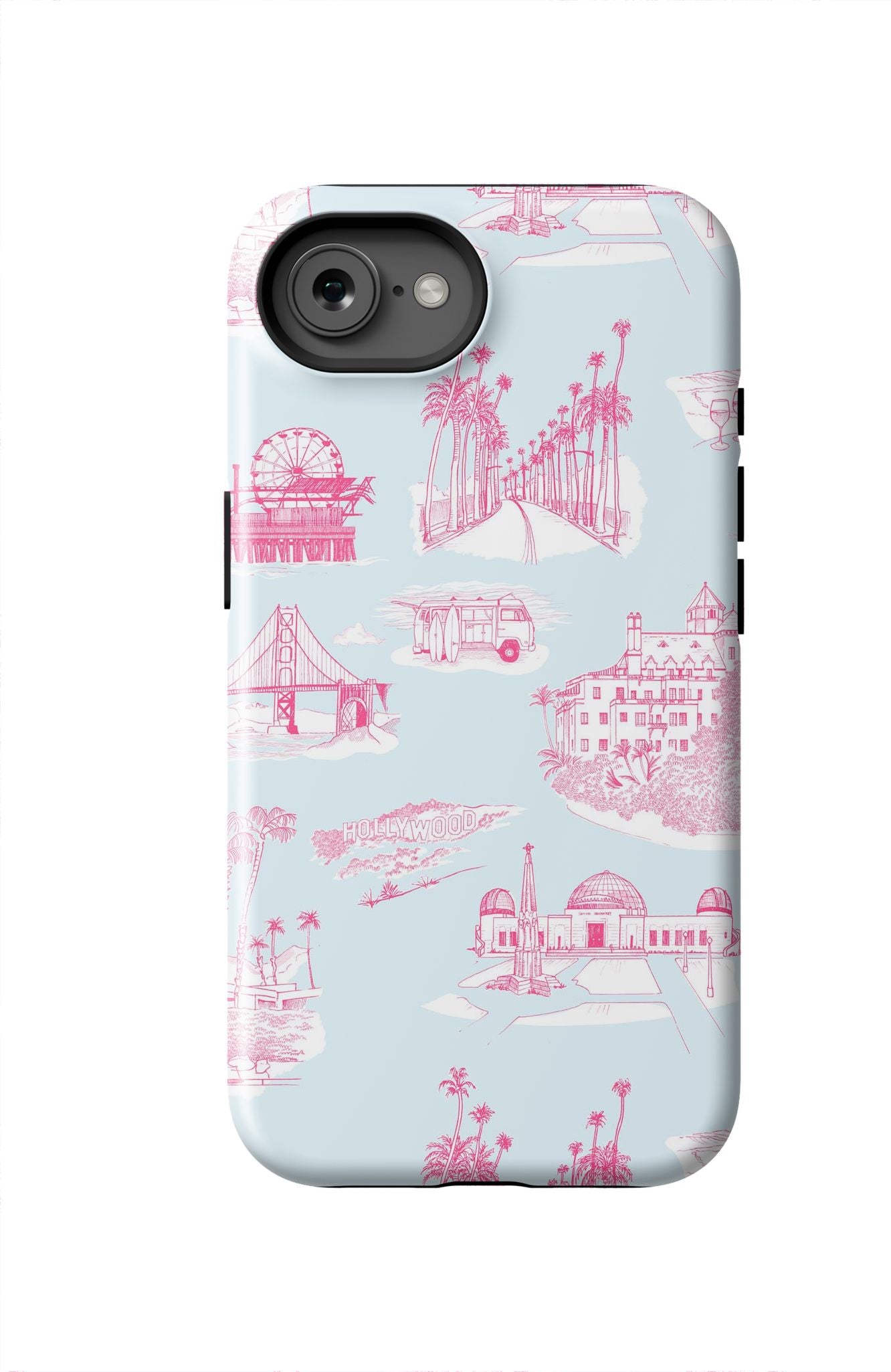 California Toile iPhone Case Phone Case Light Blue Pink / iPhone 16e / MagSafe Tough Katie Kime