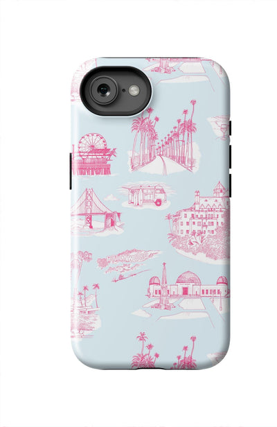 California Toile iPhone Case Phone Case Light Blue Pink / iPhone 16e / MagSafe Tough Katie Kime