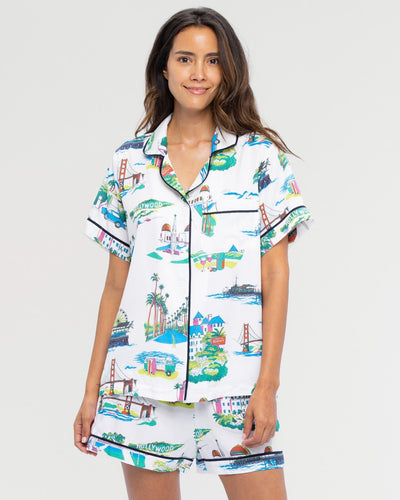 California Toile Pajama Shorts Set Pajama Set Katie Kime