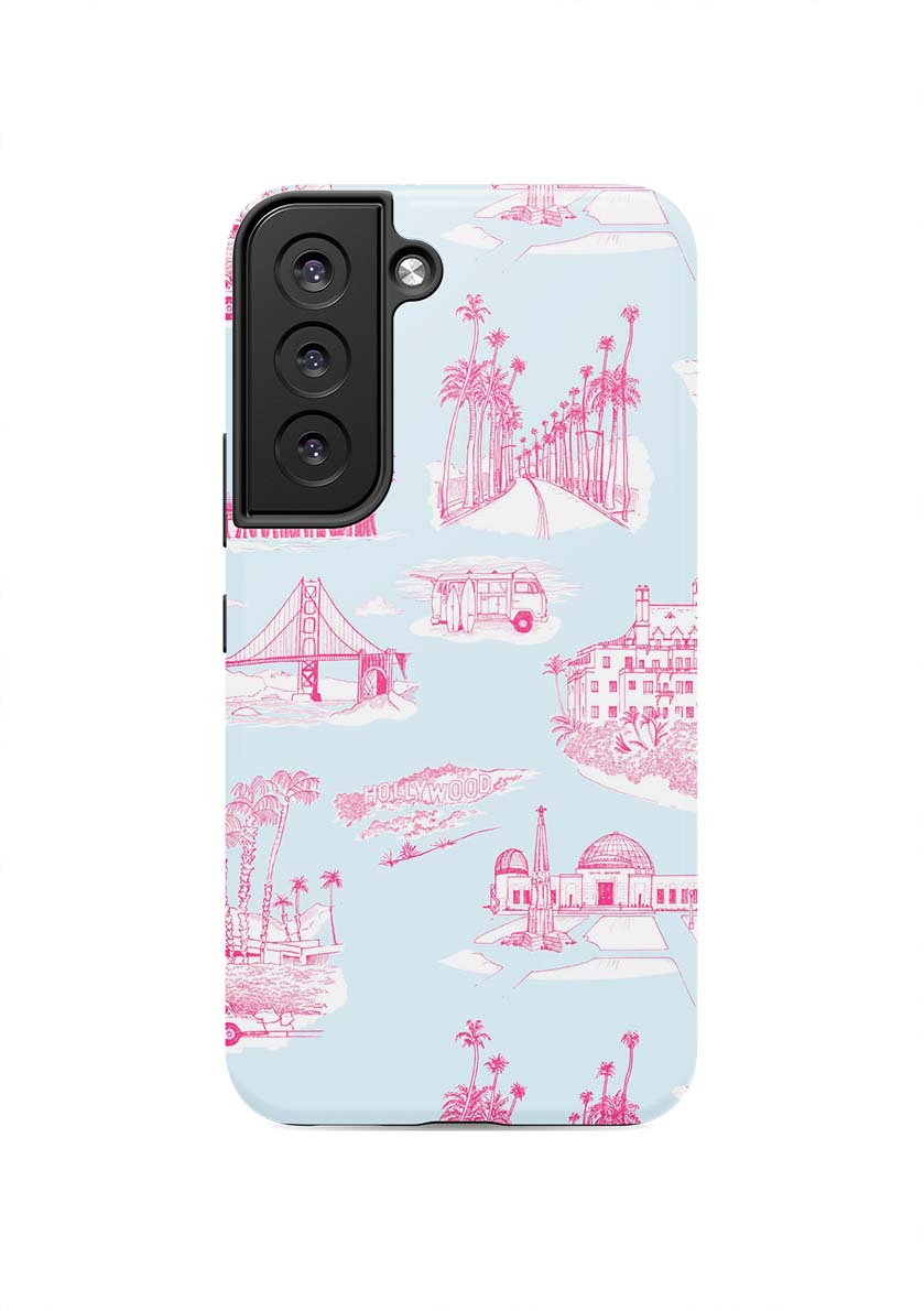 California Toile Samsung Phone Case Phone Case Light Blue Pink / Galaxy S22 / Tough Katie Kime