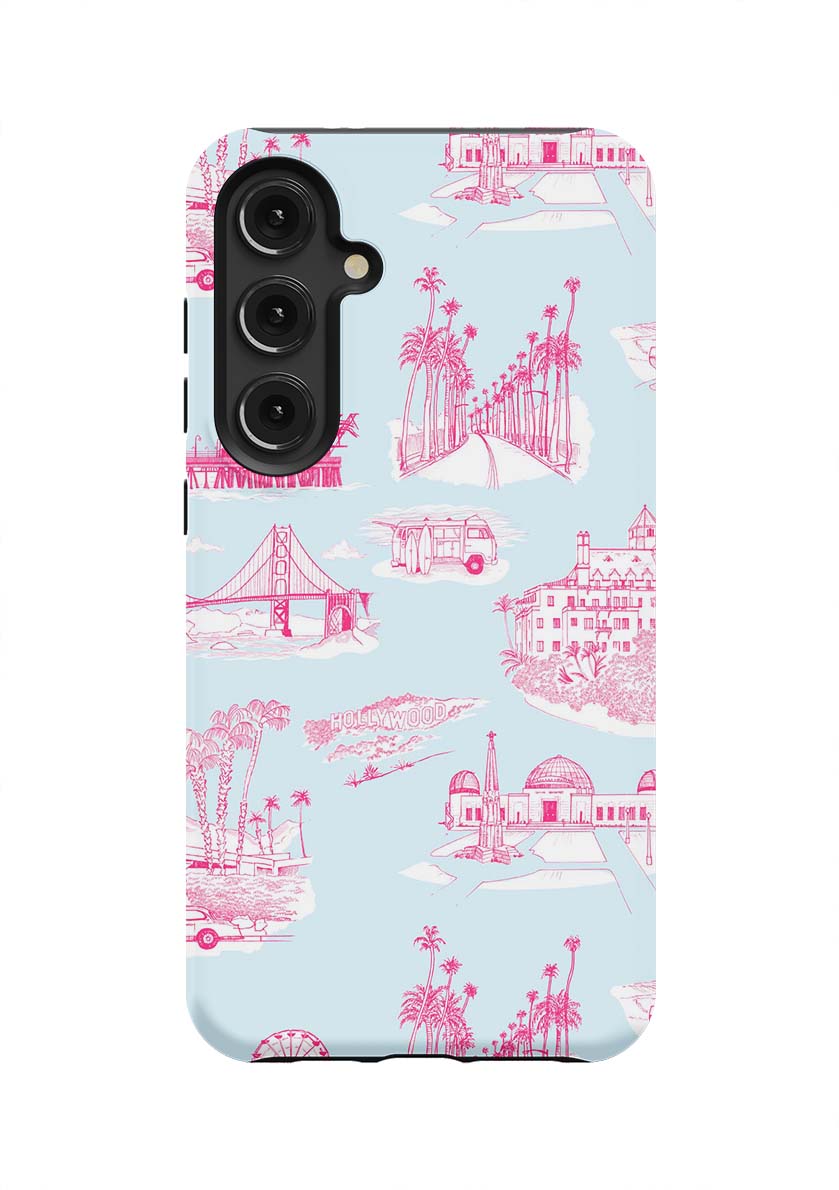 California Toile Samsung Phone Case Phone Case Light Blue Pink / Galaxy S24 Plus / Tough Katie Kime