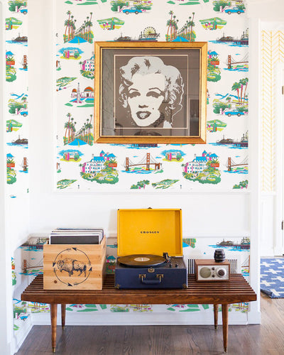 California Toile Traditional Wallpaper Wallpaper Black / Single Roll Katie Kime