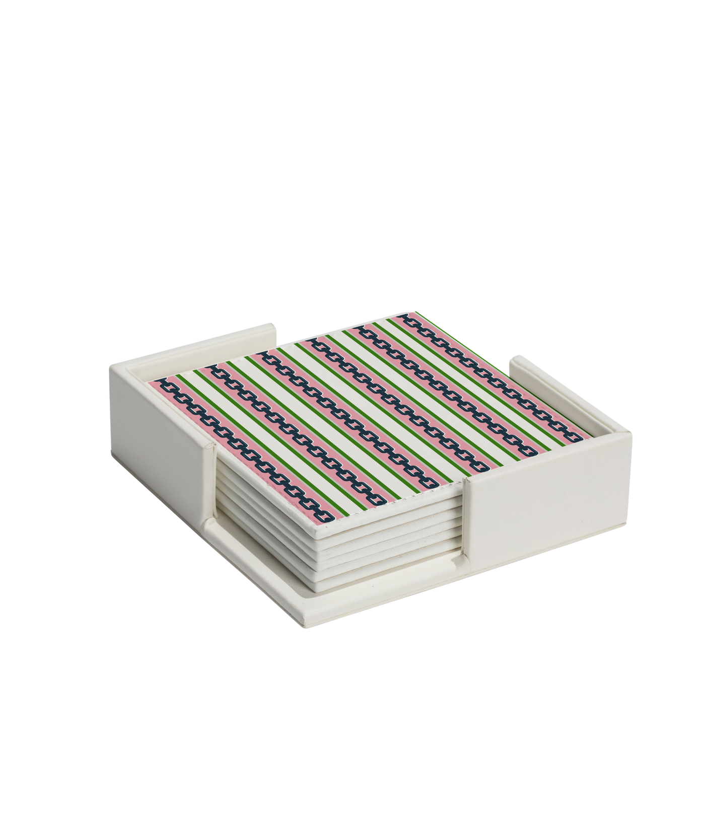 Chain Stripe Coaster Set Coaster Set Pink Katie Kime