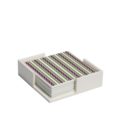 Chain Stripe Coaster Set Coaster Set Pink Katie Kime