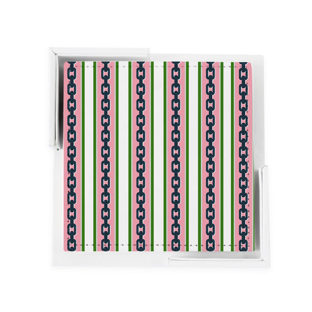 Chain Stripe Coaster Set Coaster Set Pink Katie Kime