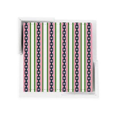 Chain Stripe Coaster Set Coaster Set Pink Katie Kime